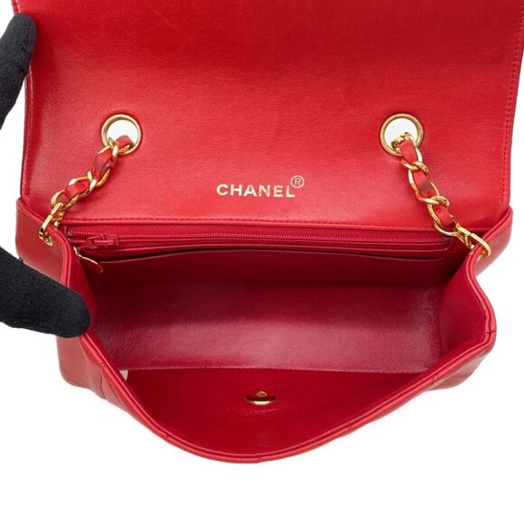 CHANEL Diana ChainShoulder Bag Size 22 Lambskin Red A01164 - Picture 9 of 14